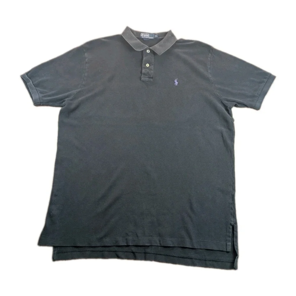 Polo Ralph Lauren Men's Black Polo Shirt XL Purple Pony Short Sleeve Classic Fit